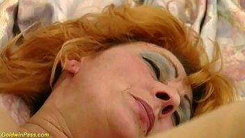 horny redhead hairy bush german mature gets extreme rough fucked by her young toyboy